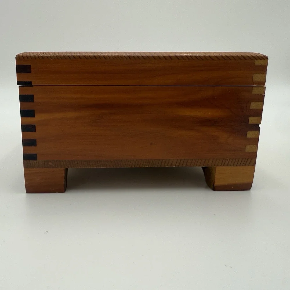 Vintage Cedar Jewelry Box, Sewing Box, Trinket Box or Stationary Box W/ Lock Key